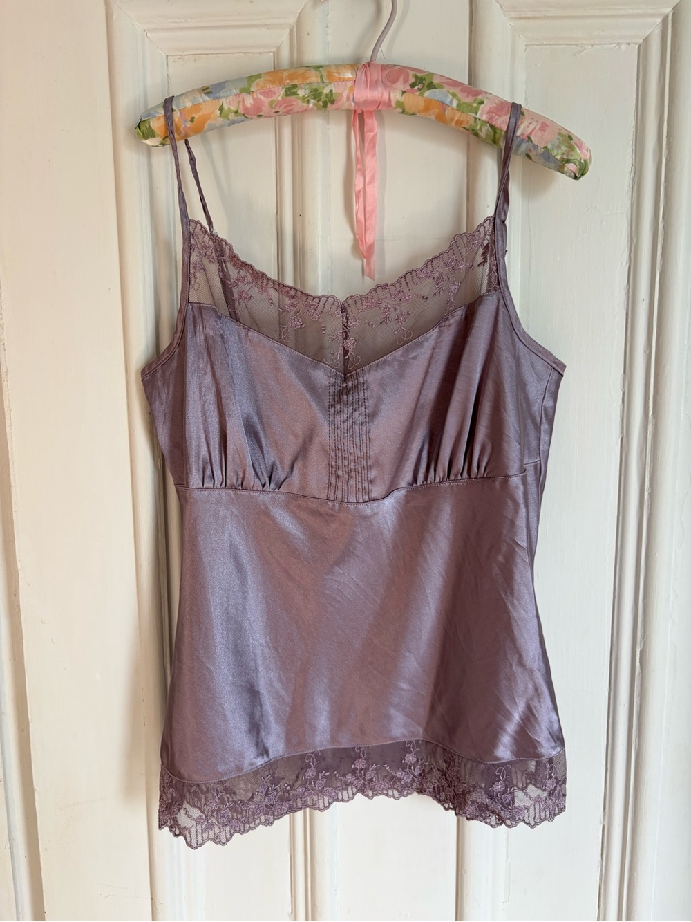 Y2K Vintage Purple Camisole with Lace Trim